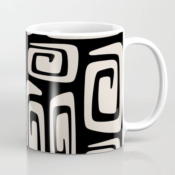 Mid Century Modern Cosmic Abstract 527 Black and Linen White Coffee Mug Gallery Image 1