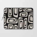 Mid Century Modern Cosmic Abstract 527 Black and Linen White Laptop Sleeve Gallery Image 1