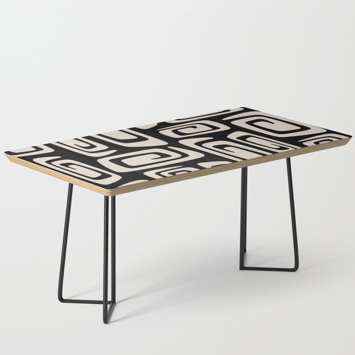 Mid Century Modern Cosmic Abstract 527 Black and Linen White Coffee Table Gallery Image 1