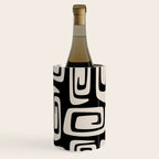 Mid Century Modern Cosmic Abstract 527 Black and Linen White Wine Chiller Gallery Image 2