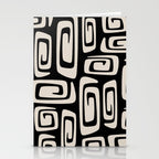 Mid Century Modern Cosmic Abstract 527 Black and Linen White Stationery Card Gallery Image 2