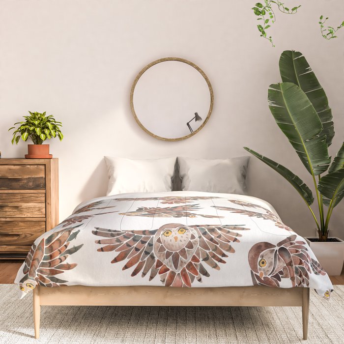 Owls in Flight - Brown Palette Comforter Gallery Image 3
