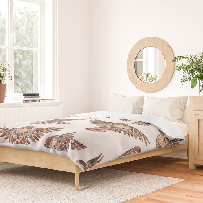 Owls in Flight - Brown Palette Duvet Cover Gallery Image 2