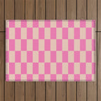 Pink Pop Checkered Grid Outdoor Rug Gallery Image 1