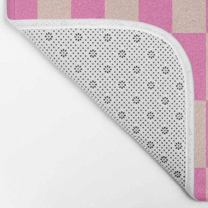 Pink Pop Checkered Grid Bath Mat Gallery Image 2