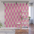 Pink Pop Checkered Grid Wall Mural Gallery Image 1