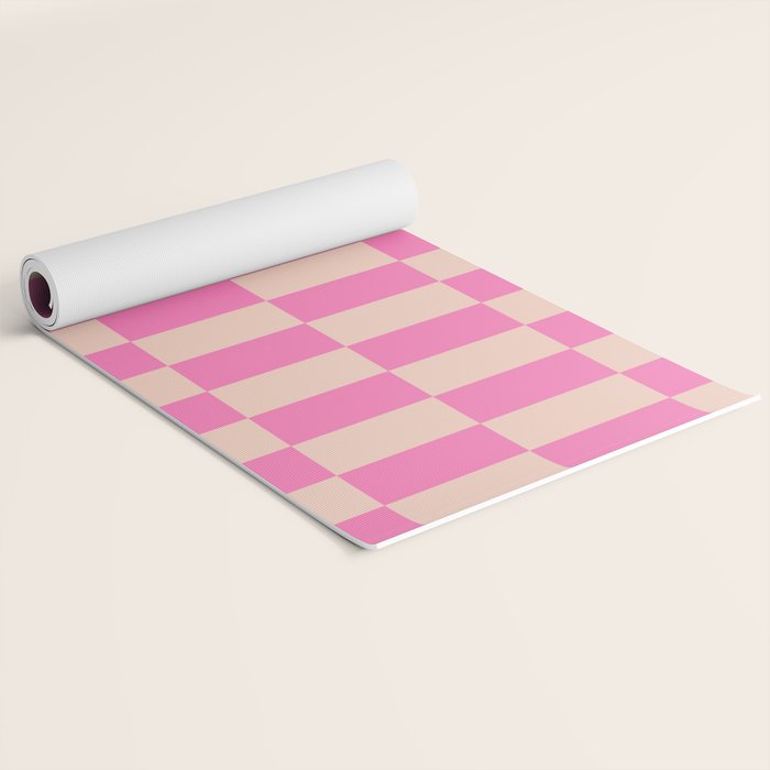 Pink Pop Checkered Grid Yoga Mat Gallery Image 2