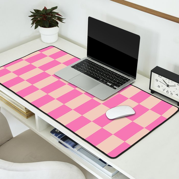 Pink Pop Checkered Grid Desk Mat Gallery Image 2