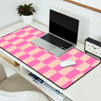 Pink Pop Checkered Grid Desk Mat Gallery Image 2