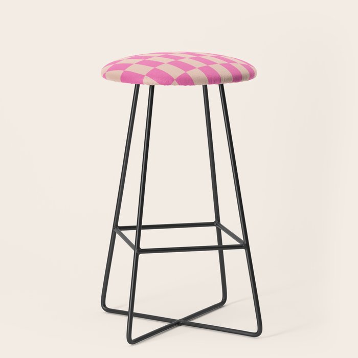 Pink Pop Checkered Grid Stool Gallery Image 1