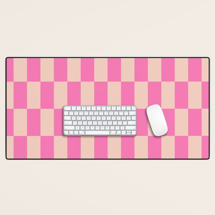 Pink Pop Checkered Grid Desk Mat Gallery Image 1