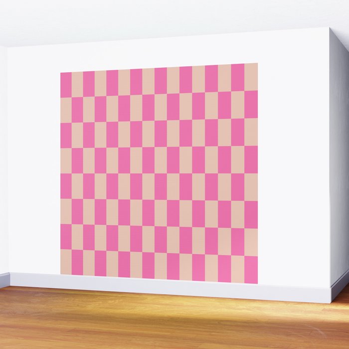 Pink Pop Checkered Grid Wall Mural Gallery Image 2