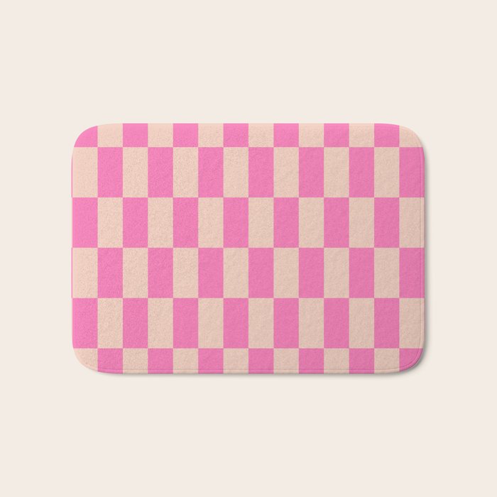 Pink Pop Checkered Grid Bath Mat Gallery Image 1