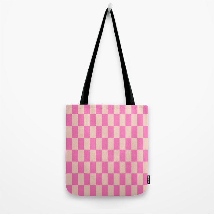 Pink Pop Checkered Grid Tote Bag Gallery Image 2