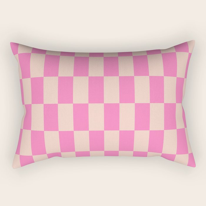 Pink Pop Checkered Grid Rectangular Pillow Gallery Image 1