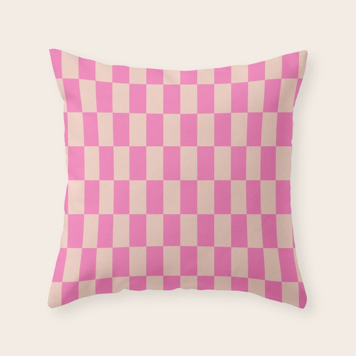 Pink Pop Checkered Grid Throw Pillow Gallery Image 4