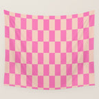Pink Pop Checkered Grid Wall Tapestry Gallery Image 4