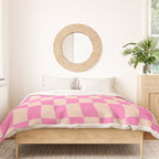Pink Pop Checkered Grid Duvet Cover Gallery Image 3