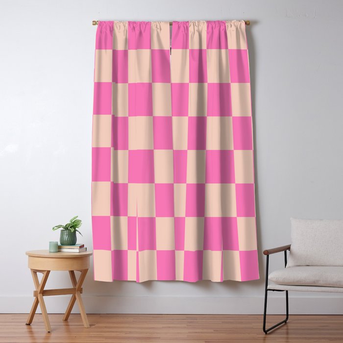 Pink Pop Checkered Grid Window Curtain Gallery Image 5