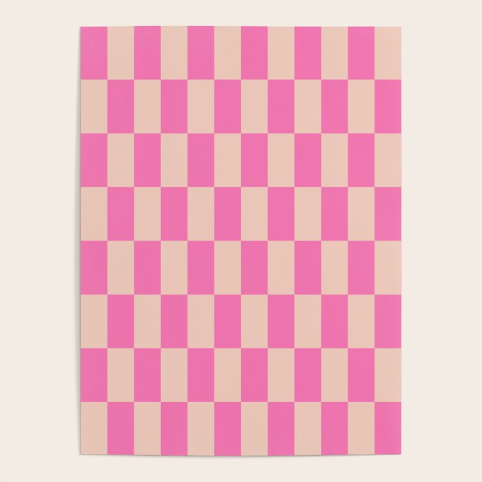 Pink Pop Checkered Grid Poster Gallery Image 1