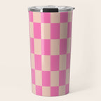 Pink Pop Checkered Grid Travel Mug Gallery Image 1