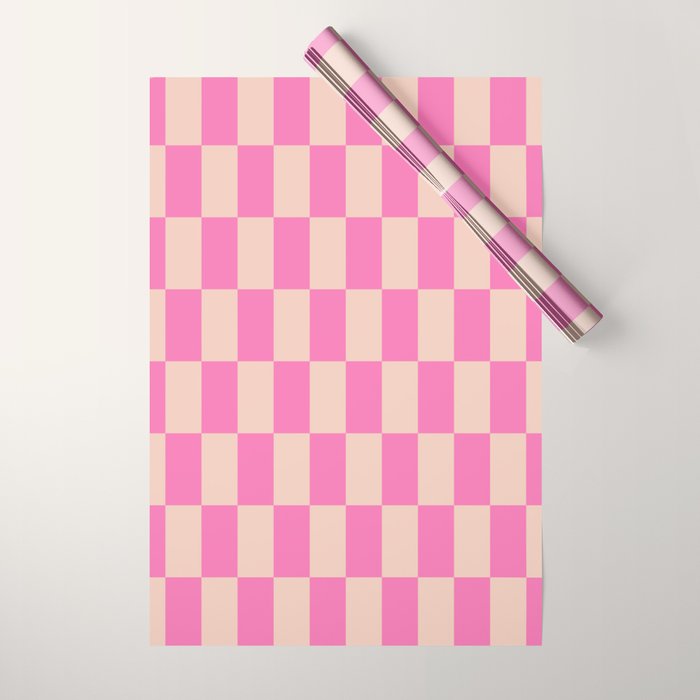 Pink Pop Checkered Grid Wrapping Paper Gallery Image 1