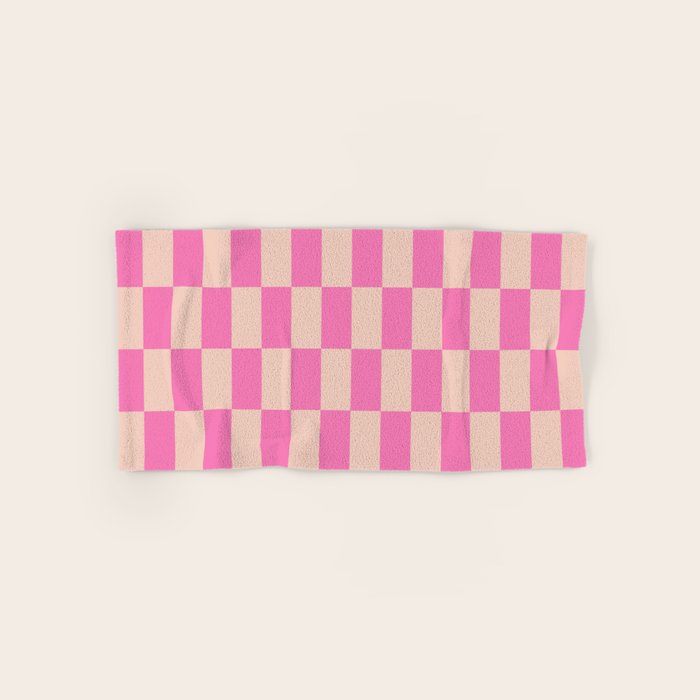 Pink Pop Checkered Grid Bath Towel Gallery Image 1
