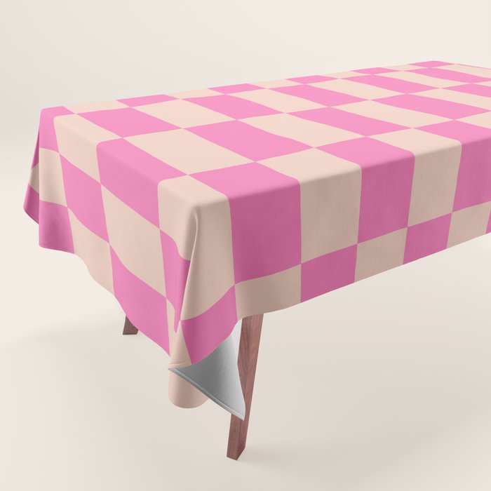 Pink Pop Checkered Grid Tablecloth