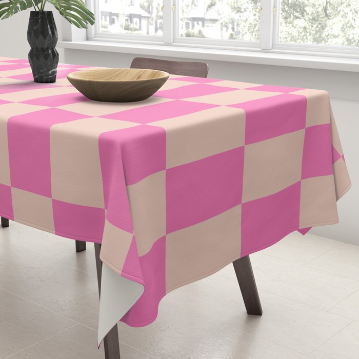 Pink Pop Checkered Grid Tablecloth Gallery Image 3