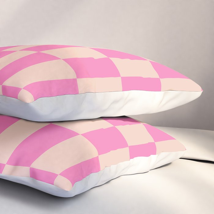 Pink Pop Checkered Grid Pillow Sham Gallery Image 3