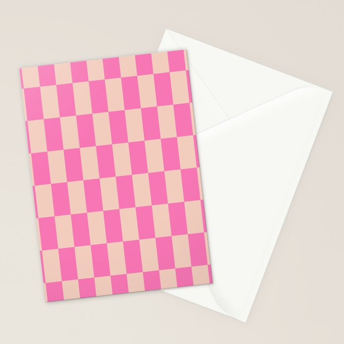 Pink Pop Checkered Grid Stationery Card Gallery Image 2