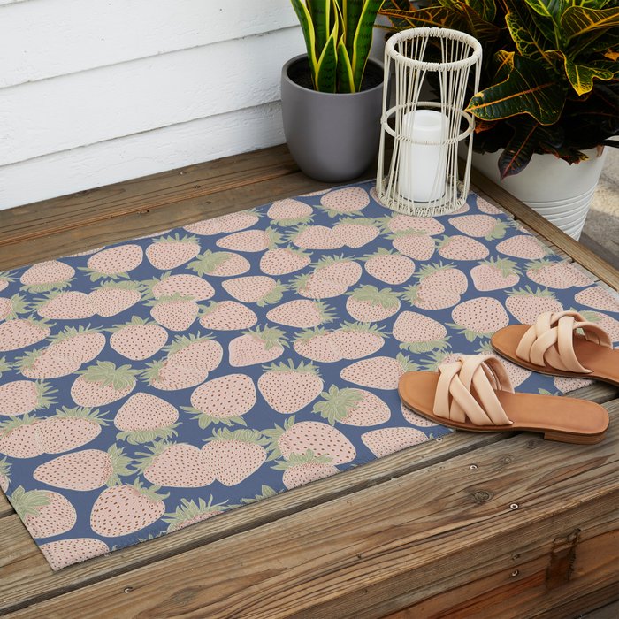 Des Fraises in Denim Outdoor Rug Gallery Image 2