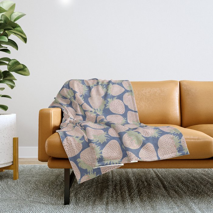 Des Fraises in Denim Throw Blanket Gallery Image 1