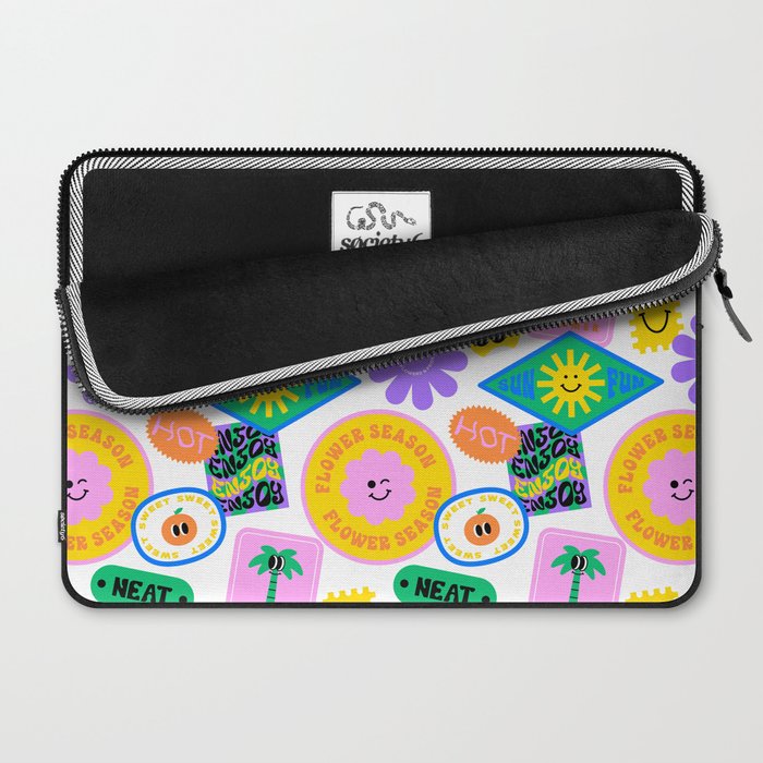 Retro funny sticker label cartoon pattern Laptop Sleeve Gallery Image 2