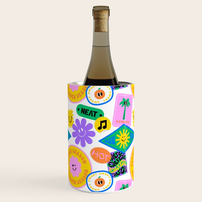 Retro funny sticker label cartoon pattern Wine Chiller Gallery Image 2