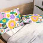 Retro funny sticker label cartoon pattern Pillow Sham Gallery Image 2