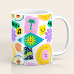 Retro funny sticker label cartoon pattern Coffee Mug Gallery Image 1