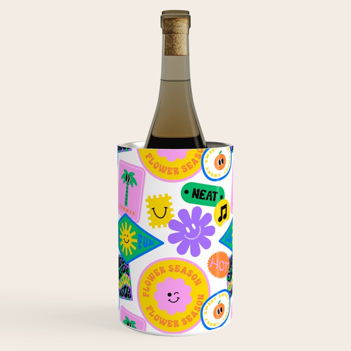 Retro funny sticker label cartoon pattern Wine Chiller Gallery Image 1