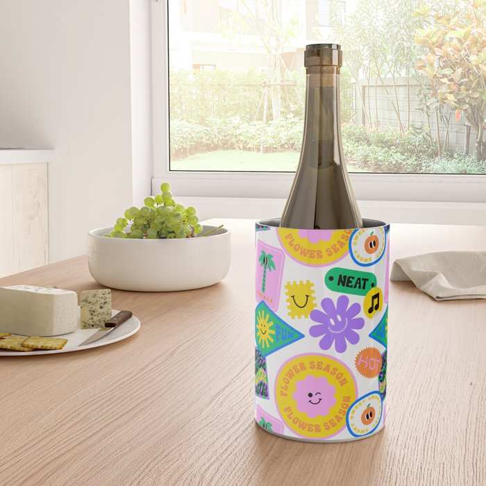 Retro funny sticker label cartoon pattern Wine Chiller Gallery Image 4