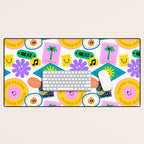 Retro funny sticker label cartoon pattern Desk Mat Gallery Image 1
