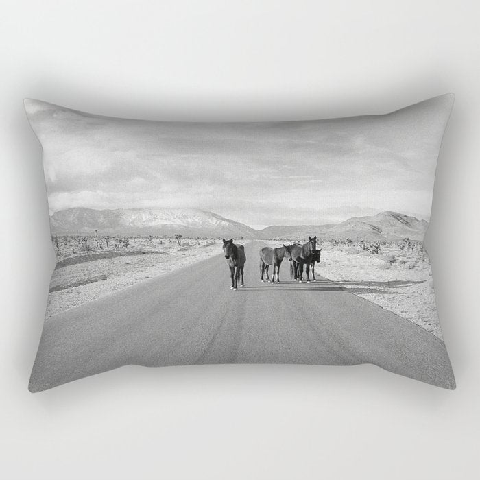 Spring Mountain Wild Horses Rectangular Pillow Gallery Image 2
