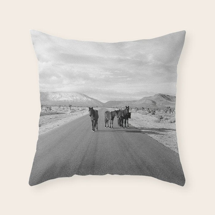 Spring Mountain Wild Horses Throw Pillow Gallery Image 1
