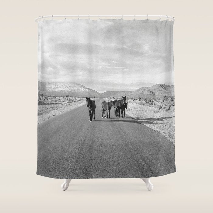 Spring Mountain Wild Horses Shower Curtain Gallery Image 1