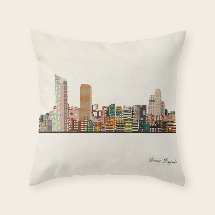 grand rapids michigan skyline Throw Pillow Gallery Image 6