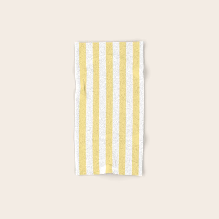 Bold Vertical Stripes Pattern - butter yellow and white Bath Towel Gallery Image 1