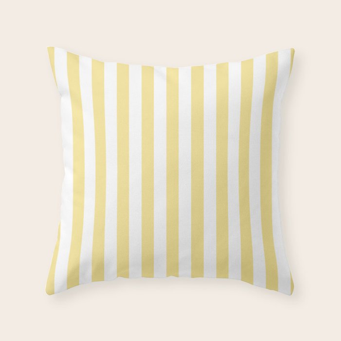 Bold Vertical Stripes Pattern - butter yellow and white Throw Pillow Gallery Image 6