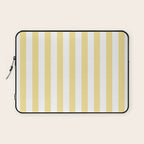 Bold Vertical Stripes Pattern - butter yellow and white Laptop Sleeve Gallery Image 1