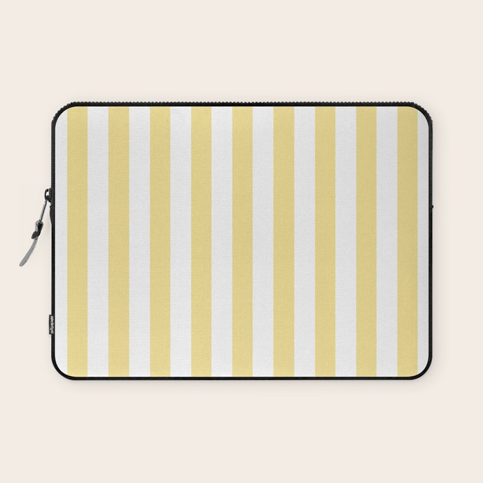 Bold Vertical Stripes Pattern - butter yellow and white Laptop Sleeve Gallery Image 1