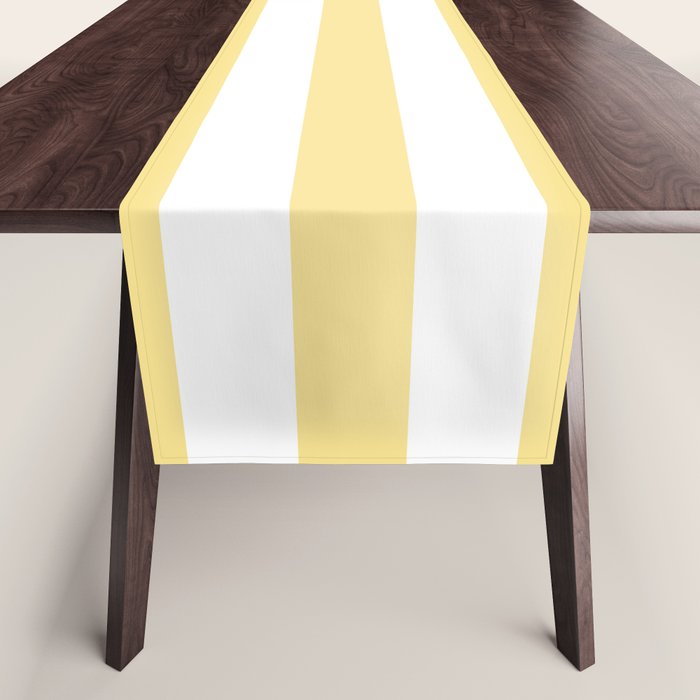 Bold Vertical Stripes Pattern - butter yellow and white Table Runner Gallery Image 1