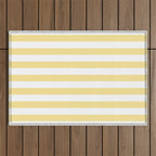 Bold Vertical Stripes Pattern - butter yellow and white Outdoor Rug Gallery Image 1